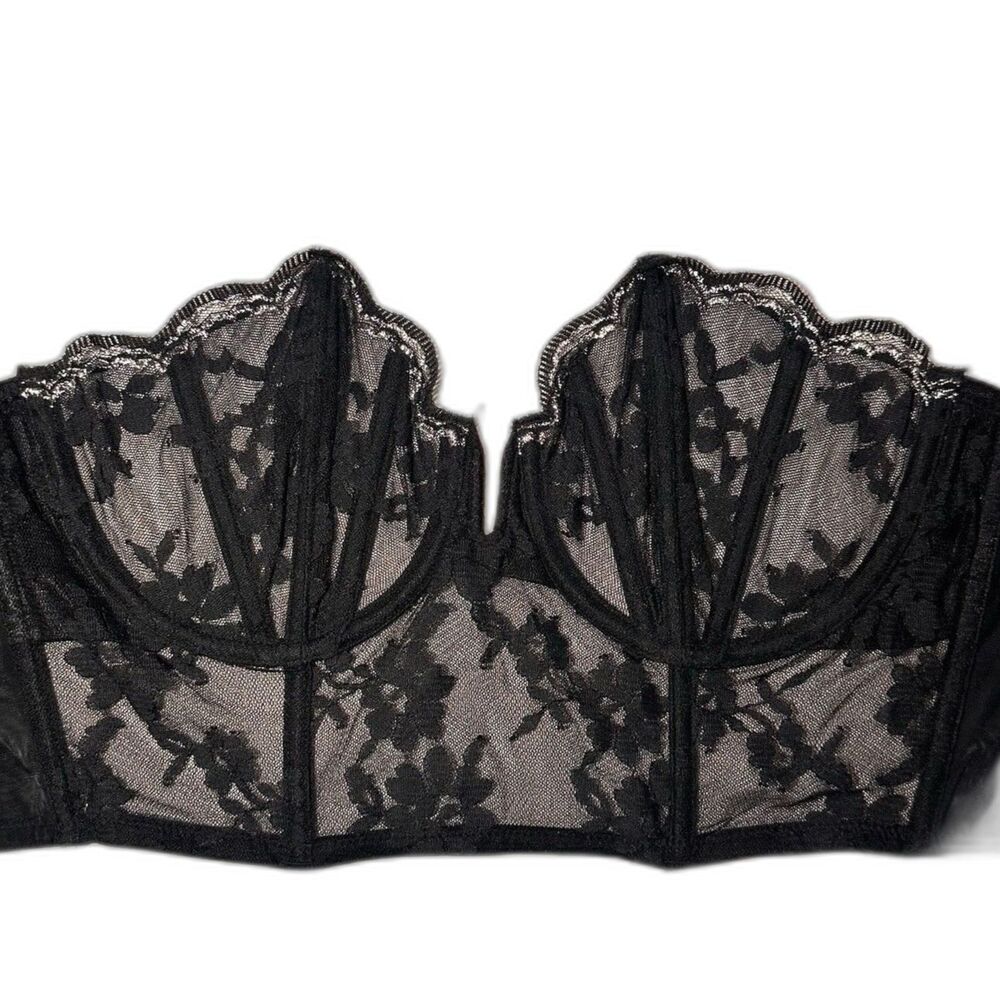 Victoria’s Secret Dream Angels MINI Corset Bra Strapless Lace Black 32DD NWT